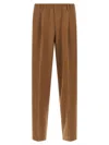 Cellar Door Pleated Elastic-waistband Trousers In Brown