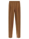 Cellar Door Pleated Elastic-waistband Trousers In Brown