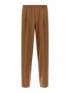 Cellar Door Pleated Elastic-waistband Trousers In Brown