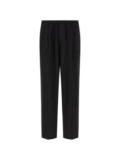 Cellar Door Virgin Wool Straight-leg Trousers In Black