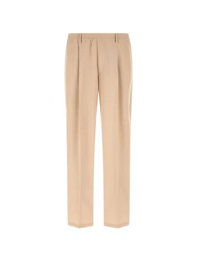 Cellar Door Ezio Tailored Trousers Pleated Front Pockets Belt In Brown