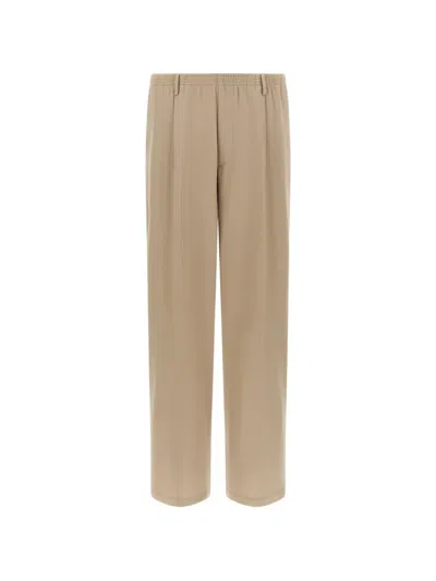 Cellar Door Virgin Wool Wide-leg Pleated Trousers In Brown