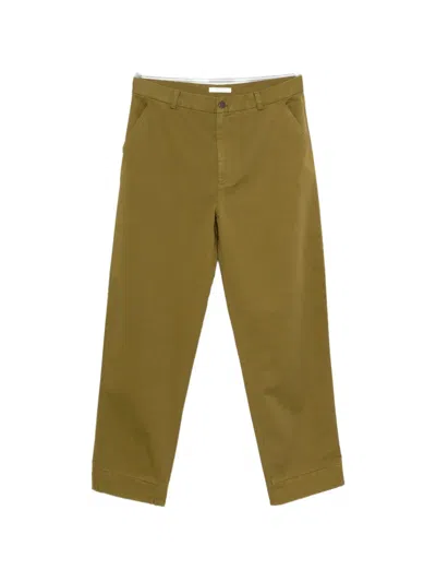 Cellar Door Fadi Straight-leg Cotton And Linen Trousers In Green