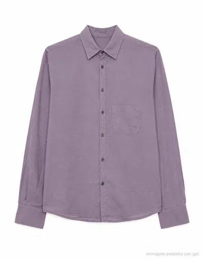 Cellar Door Grey Sid Cotton Casual Relaxed Shirt In Purple