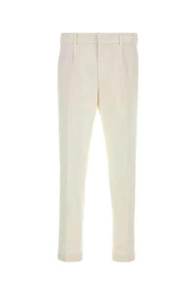 Cellar Door Ivory Stretch Cotton Cambridge Pant In Neutral