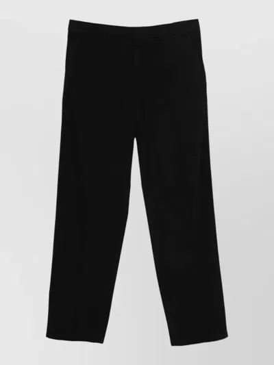 Cellar Door Leone Cotton Trousers Belt Loops Pockets In Black
