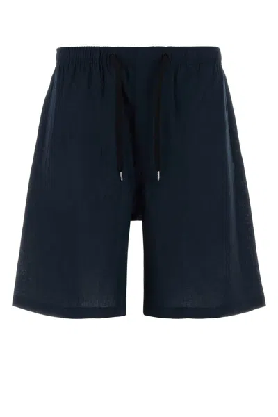 Cellar Door Linen Jago Bermuda Shorts In Blue