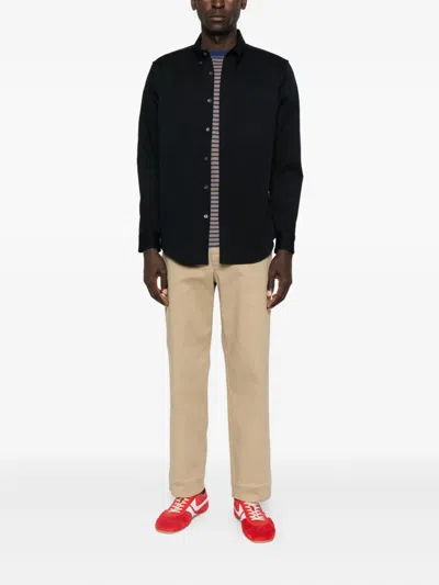 Cellar Door Long-sleeve Cotton Shirt In Blue