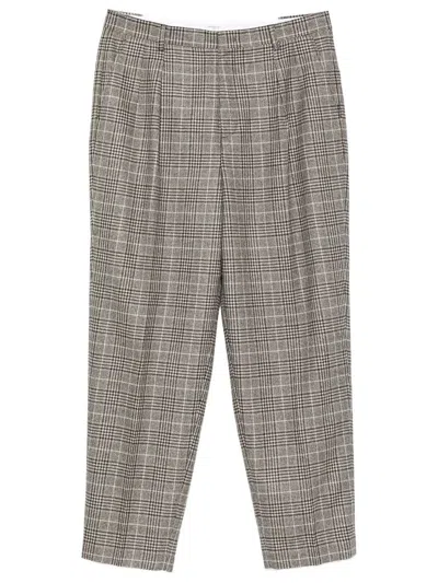 Cellar Door Lucio Check Wool Trousers In Gray