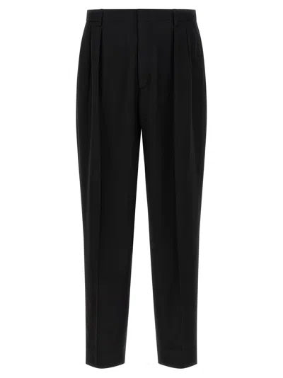 Cellar Door 'lucio' Pleated Front Trousers With Belt Loops In Black