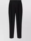 Cellar Door 'lucio' Pleated Front Trousers With Belt Loops In Black
