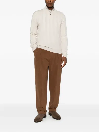 Cellar Door Lucio Pleated-waist Trousers In Brown