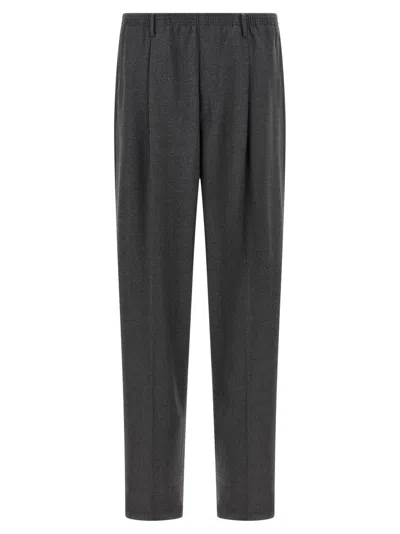 CELLAR DOOR MÉLANGE WOOL PANTS WITH TROMPE L'OEIL FLAP