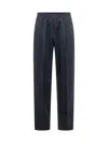 Cellar Door Navy Blue Elasticated Pants In Blue