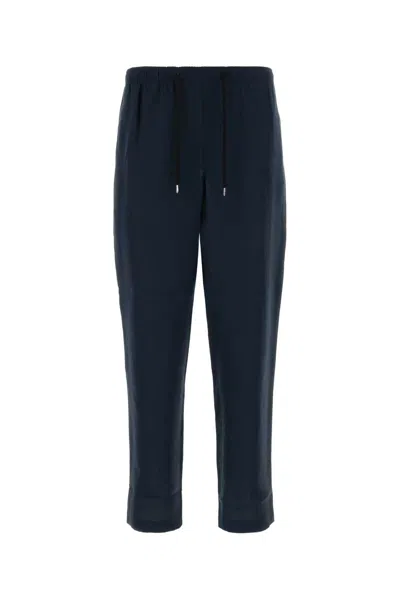 Cellar Door Alfred Linen Trousers Cuffed Hem Design In Blue