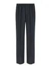 Cellar Door Navy Blue Elasticated Pants In Black