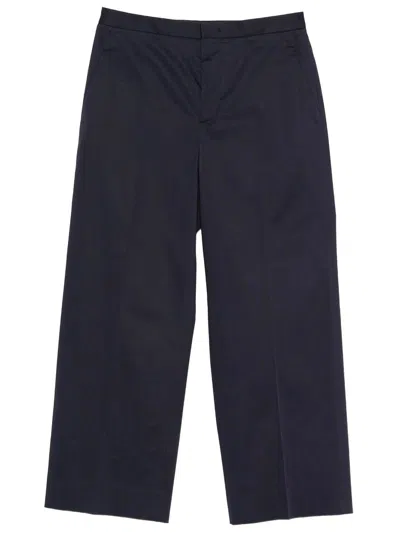 Cellar Door Angel Pressed-crease Cotton Trousers In Blue