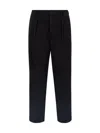 Cellar Door 'lucio' Pleated Front Trousers With Belt Loops In Black