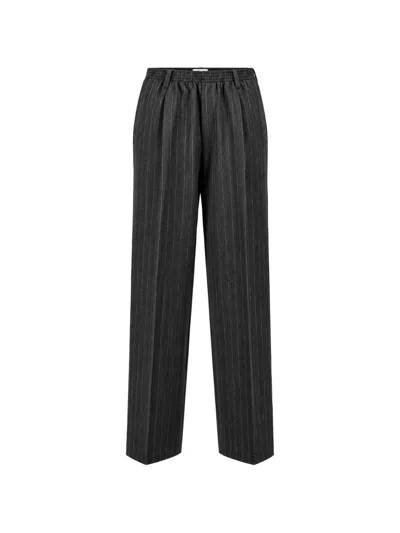 Cellar Door Pinstriped Elasticated-waist Trousers In Grey