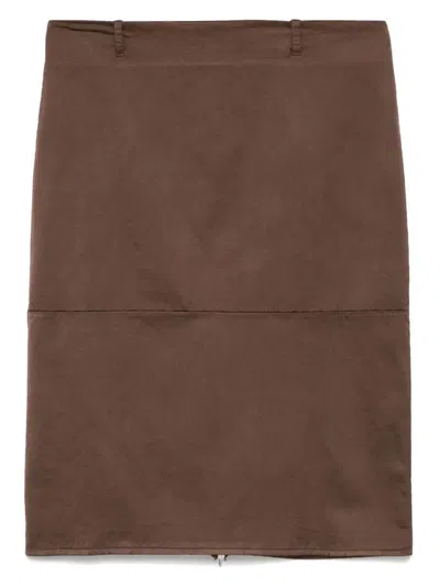 Cellar Door Piper Zip-up Midi Skirt Clothing In Brown