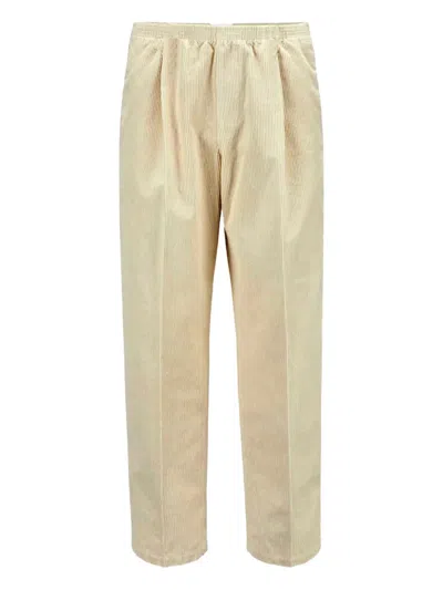 Cellar Door Pleated Corduroy Trousers In Neutral