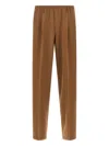 Cellar Door Pleated Elastic-waistband Trousers In Brown