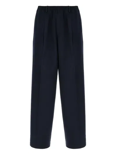 Cellar Door Pleated Elasticated-waistband Trousers In Blue