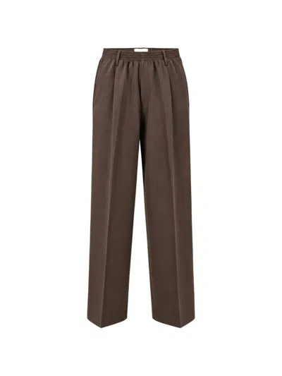 Cellar Door Pleated Elasticated-waist Trousers In Brown