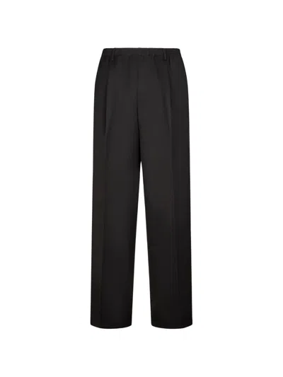 Cellar Door Pleated Elasticated-waistband Trousers In Black