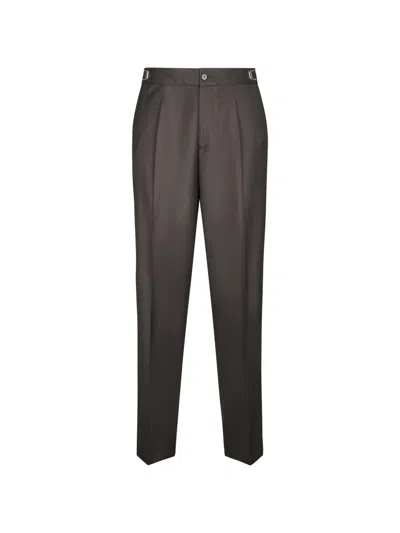 Cellar Door Pleated Side-buckle Trousers In Gray