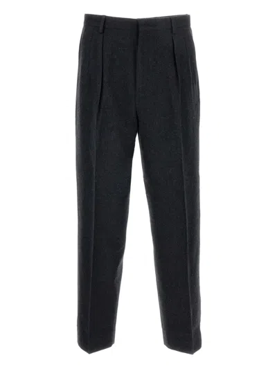 Cellar Door Pleated Straight-leg Trousers In Black