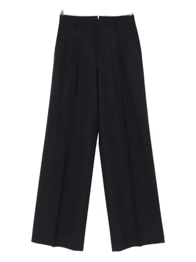 Cellar Door Pleated Wide-leg Trousers In Black