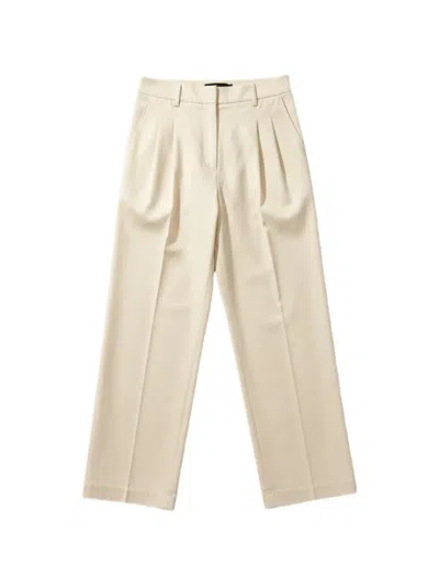 Cellar Door Pleated-detail Straight-leg Trousers In Neutral