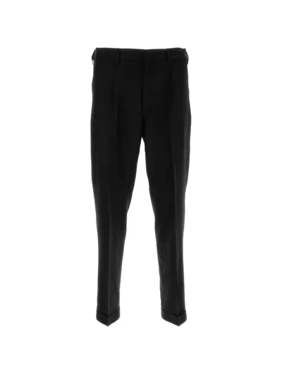 Cellar Door Pressed-crease Turn-up Trousers In Black