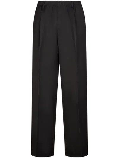 Cellar Door Relaxed Fit Straight Leg Trousers With Zippered Back Pocket In Black
