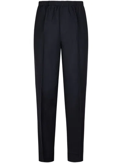Cellar Door Relaxed Fit Trousers With Tapered Leg In Blue
