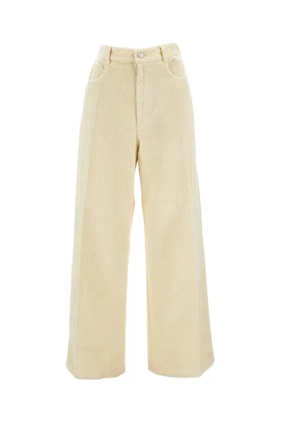Cellar Door Ribbed Straight-leg Trousers With Button Closure And Practical Pockets In Neutral