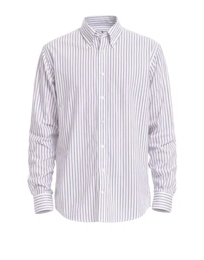 Cellar Door Sage Men's Striped Cotton Shirt In White