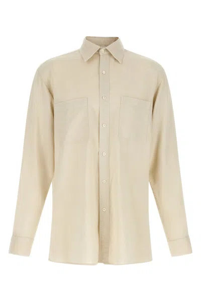 Cellar Door Shirt With Chest Patch Pockets In Beige