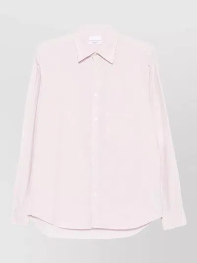 Cellar Door Sid Cotton Shirt Straight Cut Chest Pocket In Pink