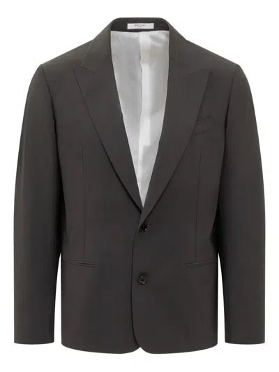 Cellar Door Dark Grey Peaked Lapel Blazer In Gray