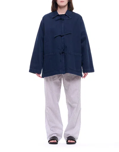 Cellar Door Straight Cotton Trousers With Multicolor Vertical Stripes In White