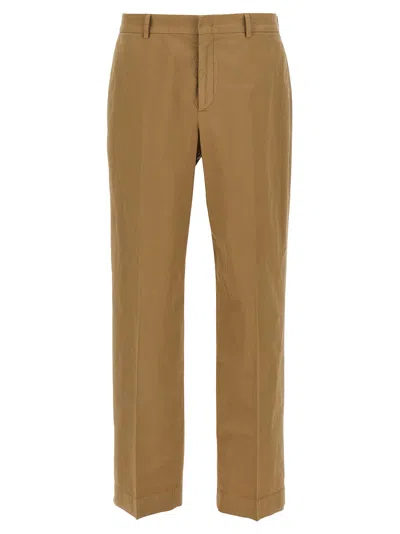 Cellar Door Stretch Cotton Trousers In Brown