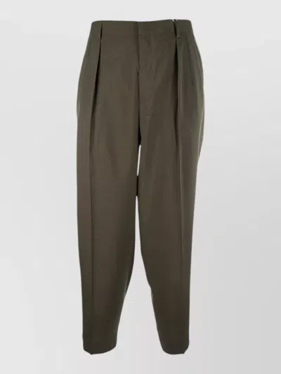 Cellar Door Tailored Trousers Pleated Front Button Detail In Brown
