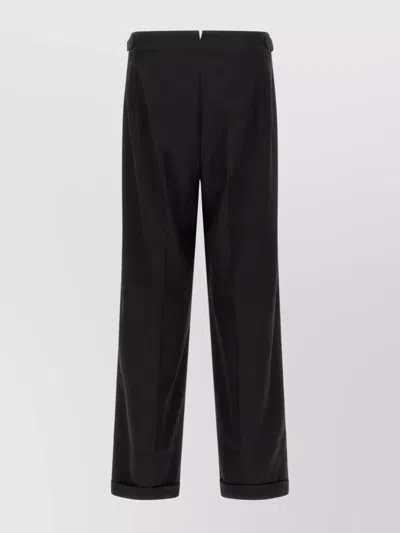 Cellar Door Tailored Trousers With Cuffed Hem And Pleats In Black