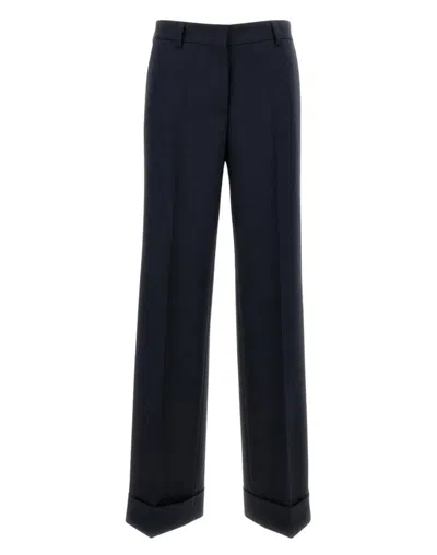 Cellar Door Tailored Trousers With Cuffed Hem In Blue