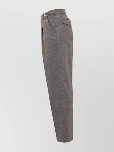 Cellar Door Trousers Featuring Front Pleats And Belt Loops In Gray
