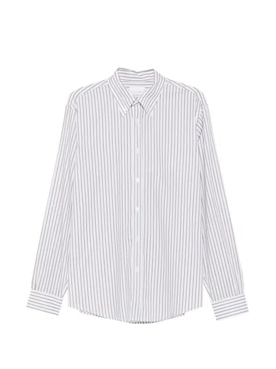 Cellar Door Vertical-stripe Button-down Shirt In White