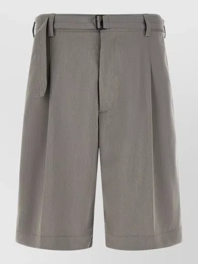Cellar Door Viper Bermuda Shorts Pleats Belt Loops Pockets In Gray
