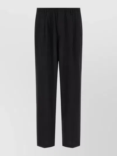 Cellar Door Virgin Wool Straight-leg Trousers In Black